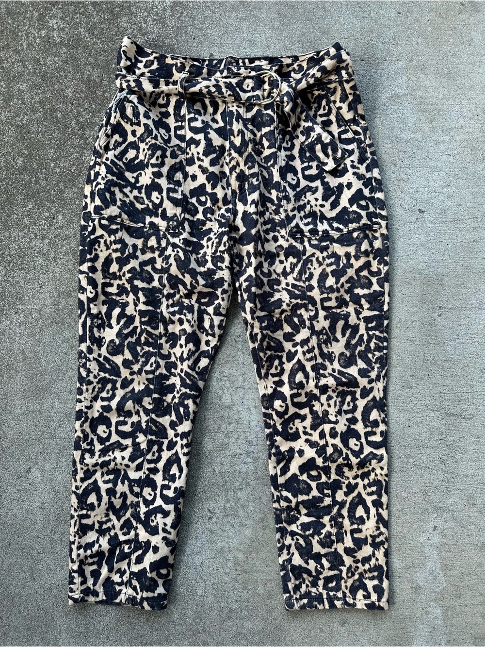 Shoulder Leopard Print Tapered Trouser Pants